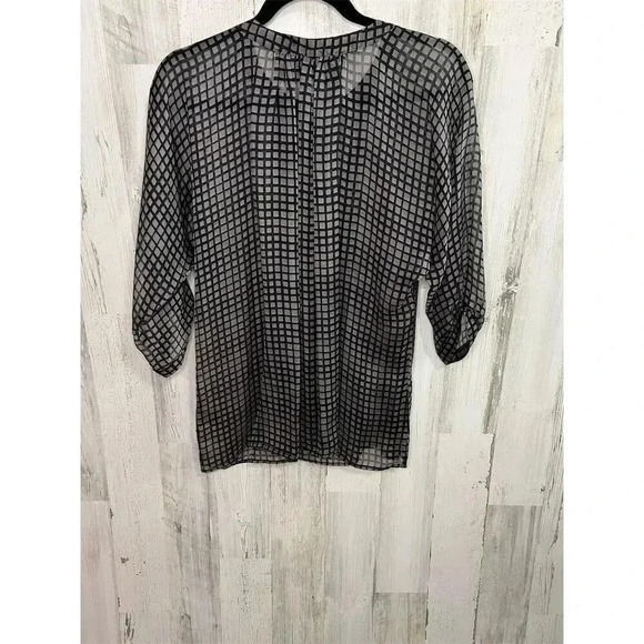 Graumann Women's Sheer Geometric Print Blouse Black Size M 100% Silk - Picture 7 of 7